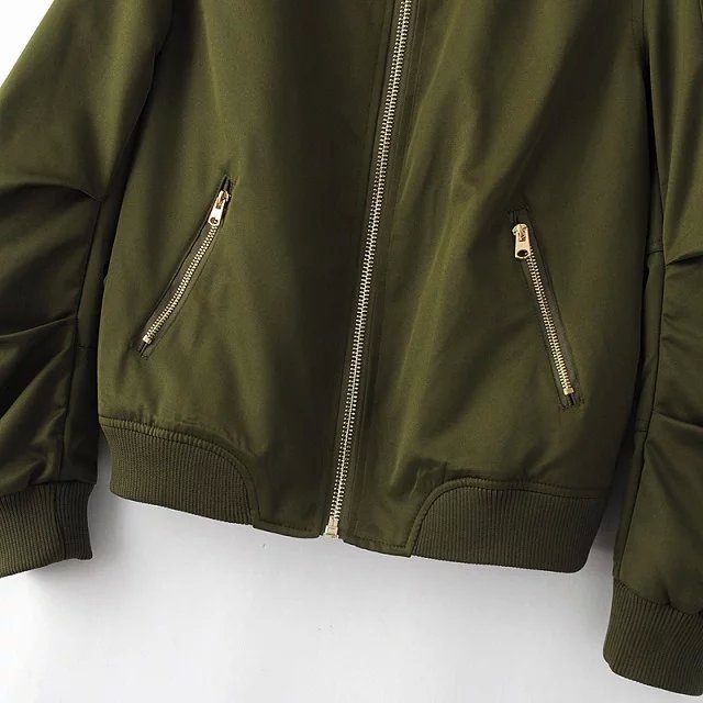 Women's Baseball Spring Two Pockets Metal Zipper Jackets