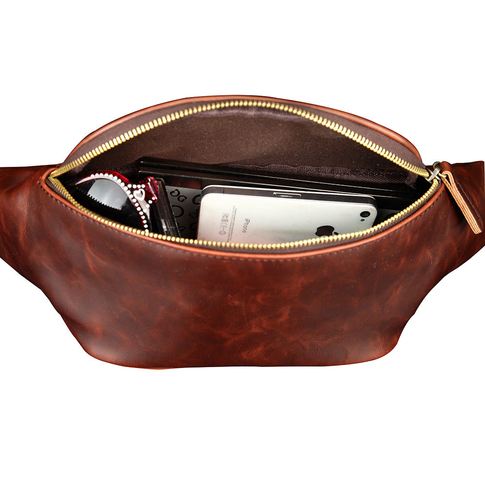 Men's Fashion Retro Crazy Horse Leather Daily Men's Chest Bags