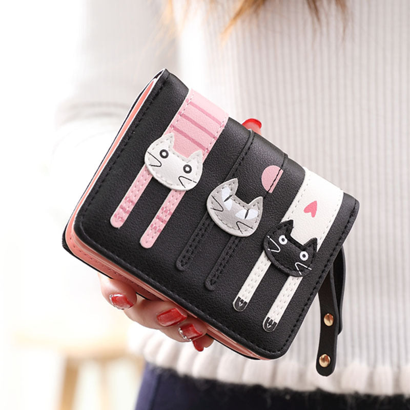Women's Zipper Hasp 2 Fold Cartoon Cute Ladies Wallets