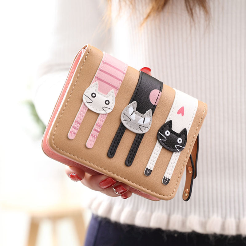 Women's Zipper Hasp 2 Fold Cartoon Cute Ladies Wallets