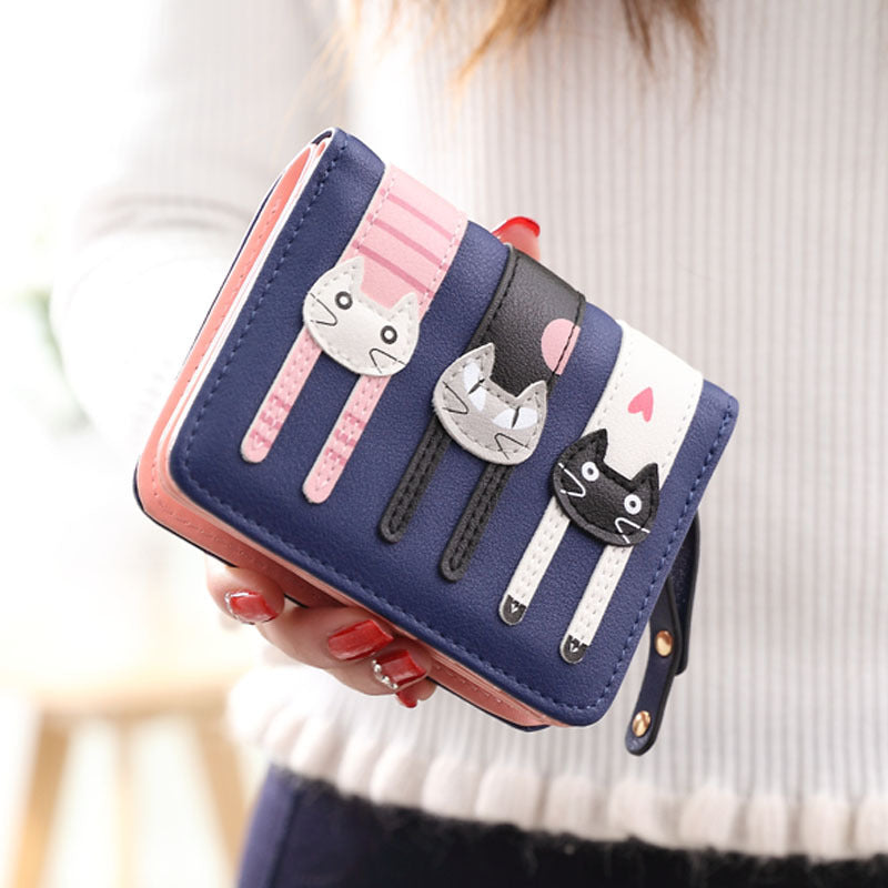Women's Zipper Hasp 2 Fold Cartoon Cute Ladies Wallets
