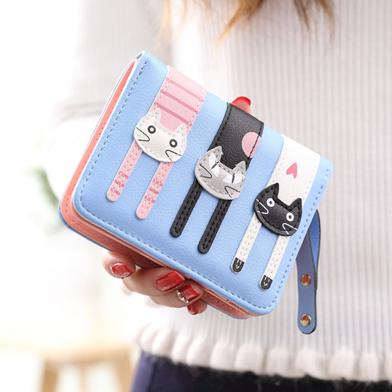 Women's Zipper Hasp 2 Fold Cartoon Cute Ladies Wallets
