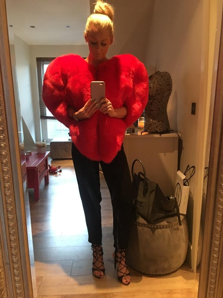 Sweet Peach Heart Imitation Fur Cloak Coats