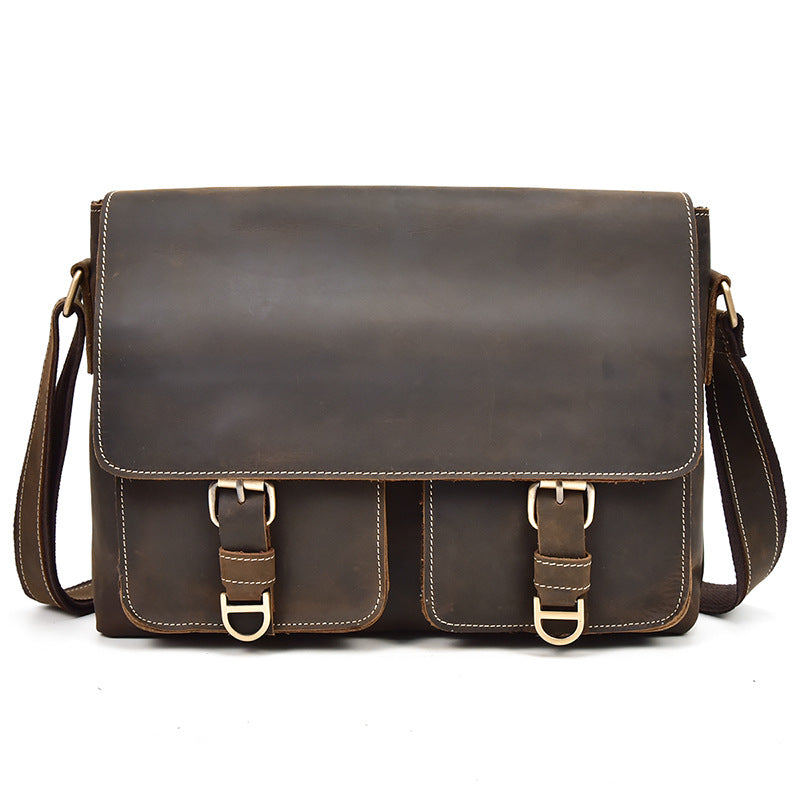 Men's Leather Crazy Horse First Layer Cowhide Men's Shoulder Bags