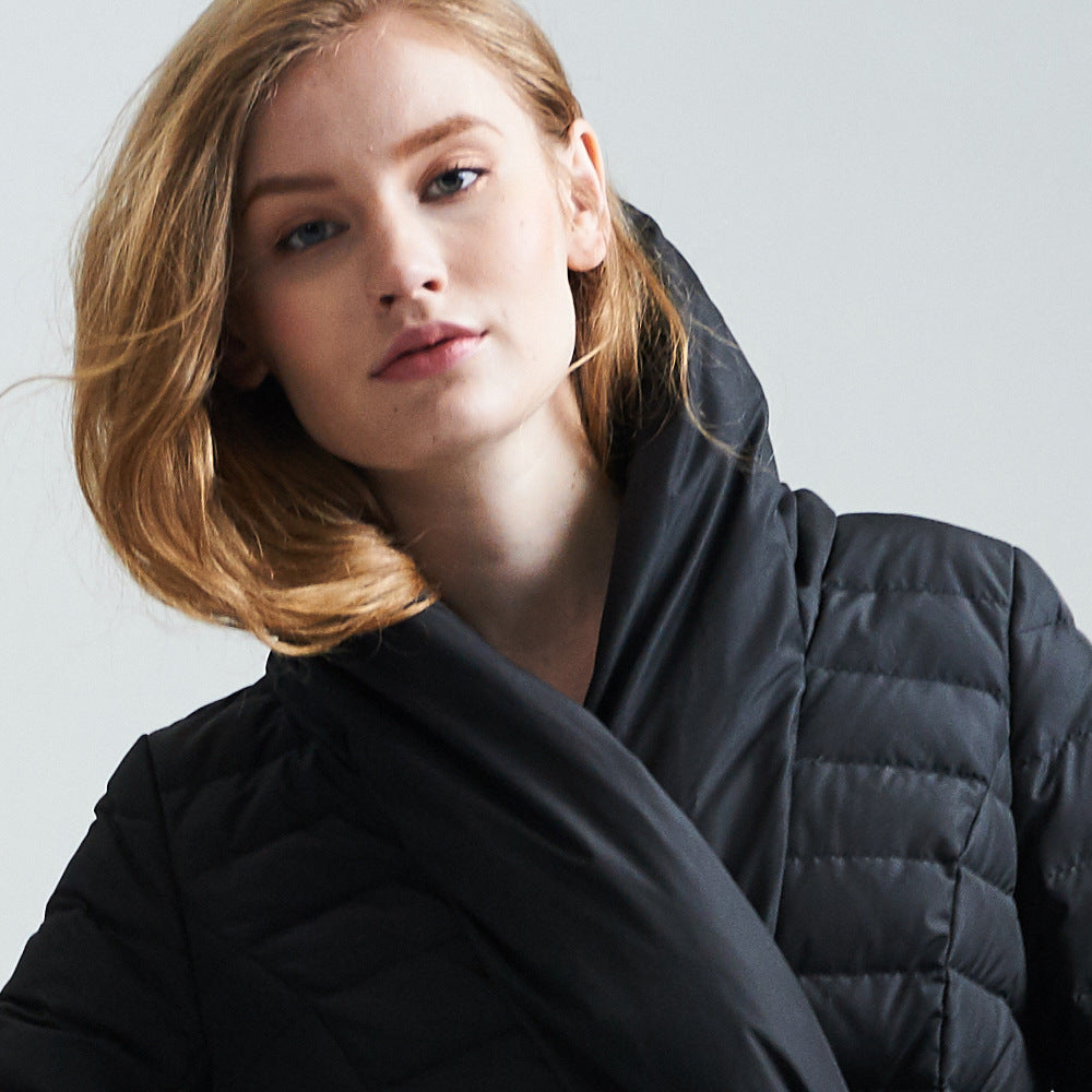 Women's Graceful Hooded Fashion Design White Down Jackets