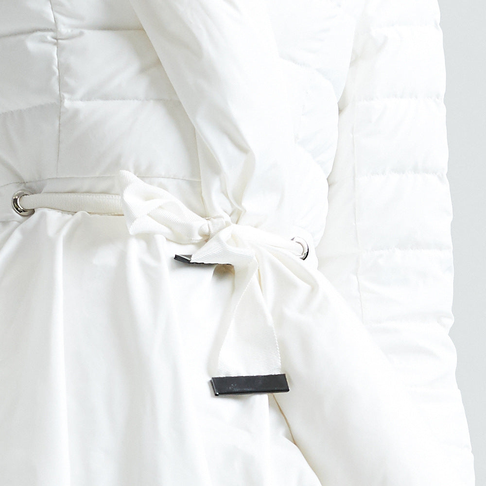Women's Graceful Hooded Fashion Design White Down Jackets