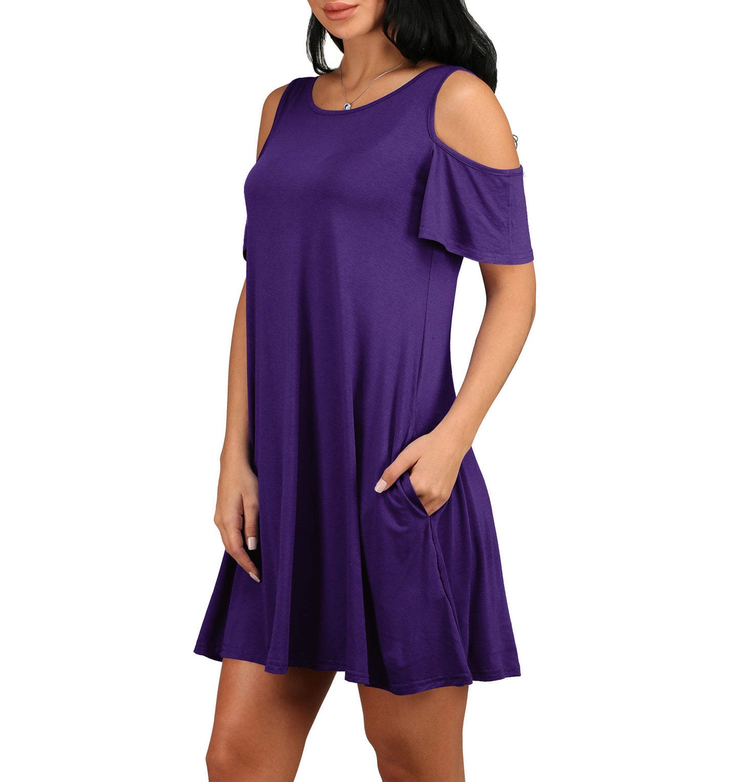 Women's Raglan Sexy Solid Color Wide Hem Mid-length Dress