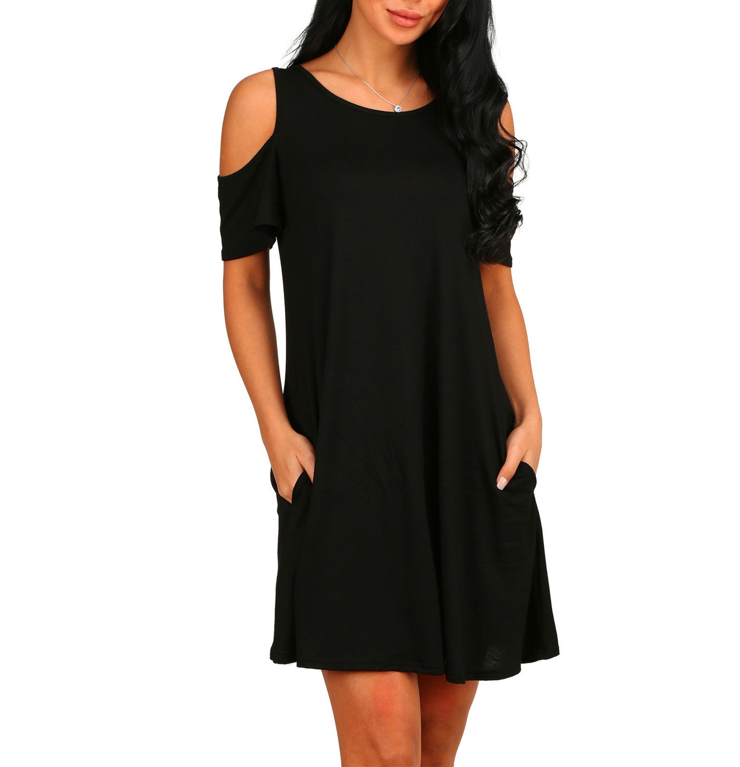 Women's Raglan Sexy Solid Color Wide Hem Mid-length Dress