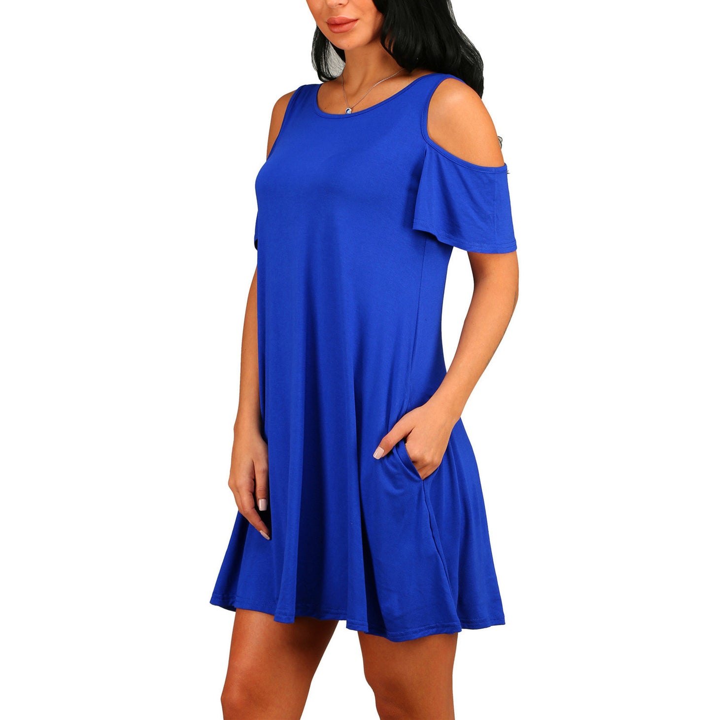 Women's Raglan Sexy Solid Color Wide Hem Mid-length Dress