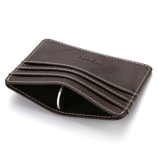 Men's Short Bus Driving License Leather Credit Card Holder