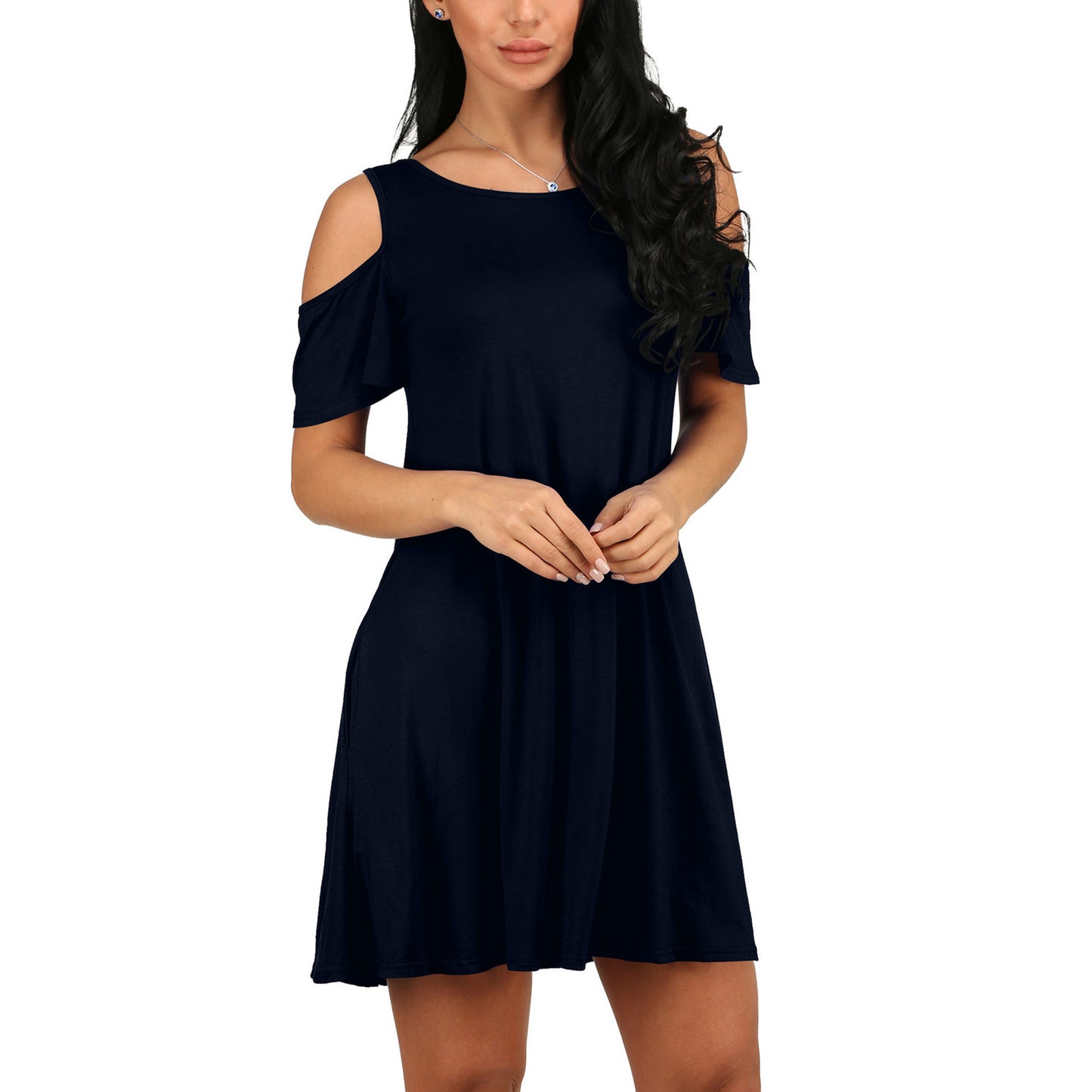 Women's Raglan Sexy Solid Color Wide Hem Mid-length Dress