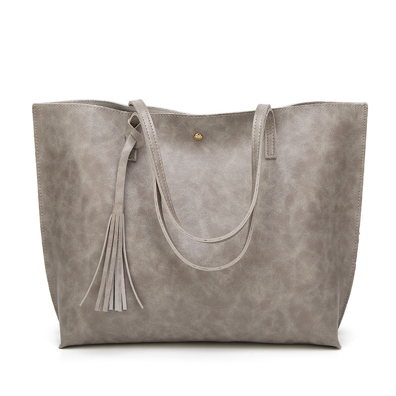 Women's Wax Leather Portable Big Fashion Large Capacity Handbags