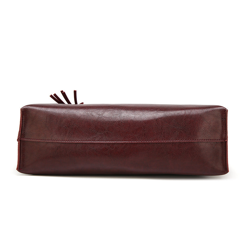 Women's Wax Leather Portable Big Fashion Large Capacity Handbags