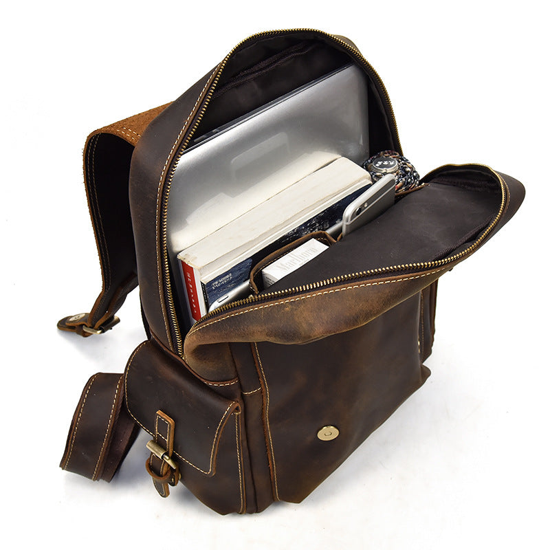 Women's & Men's & Crazy Horse Leather Retro Backpacks