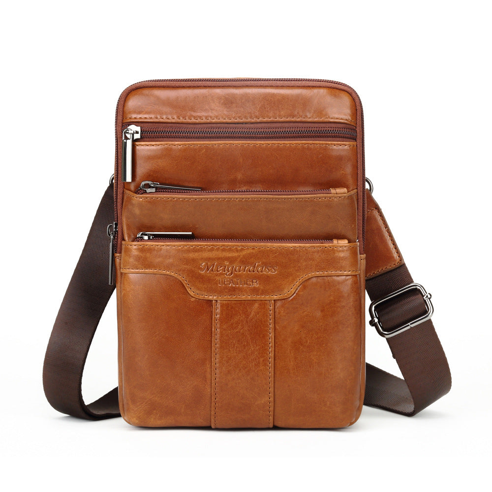 Men's First Layer Cowhide Genuine Leather Retro Men's Chest Bags