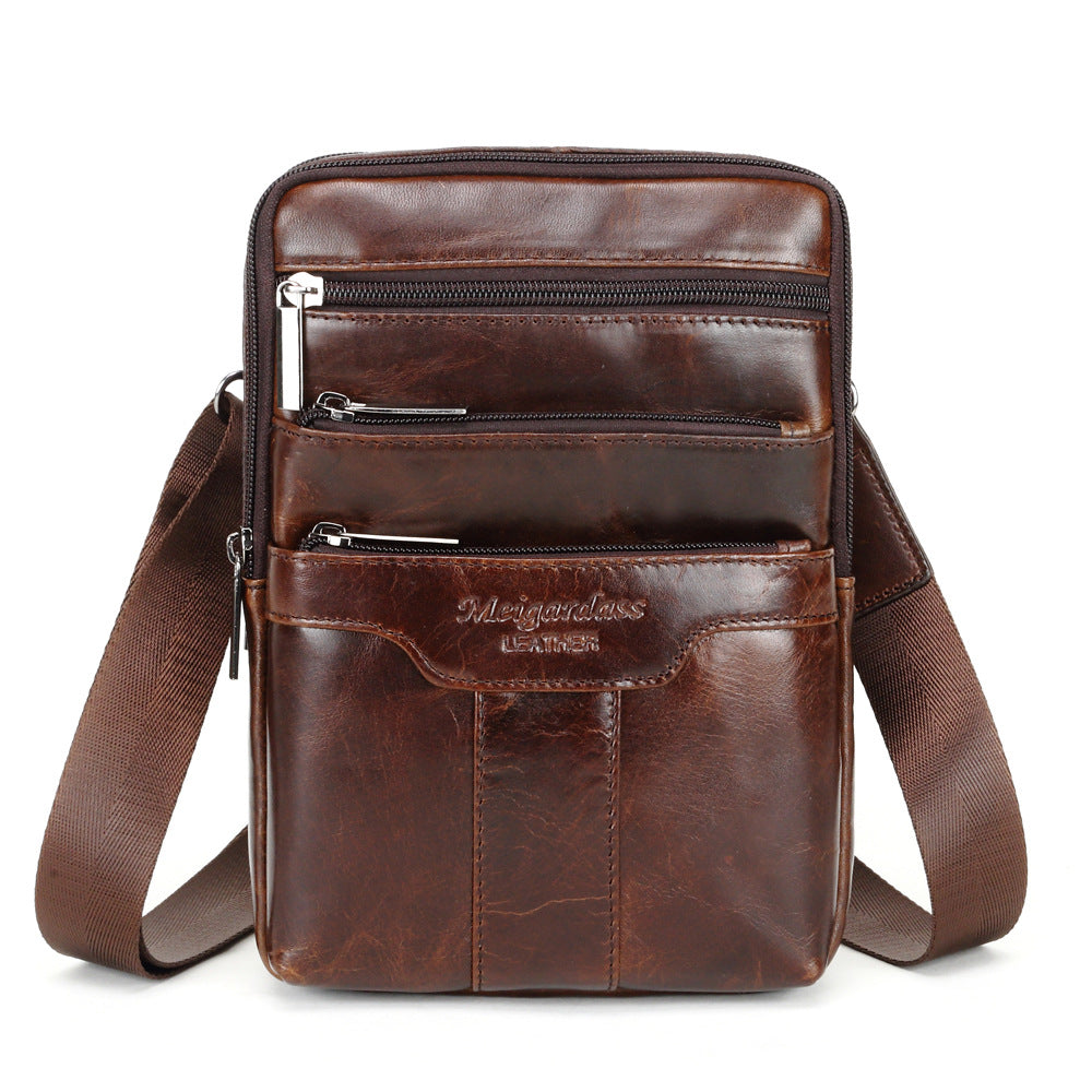 Men's First Layer Cowhide Genuine Leather Retro Men's Chest Bags