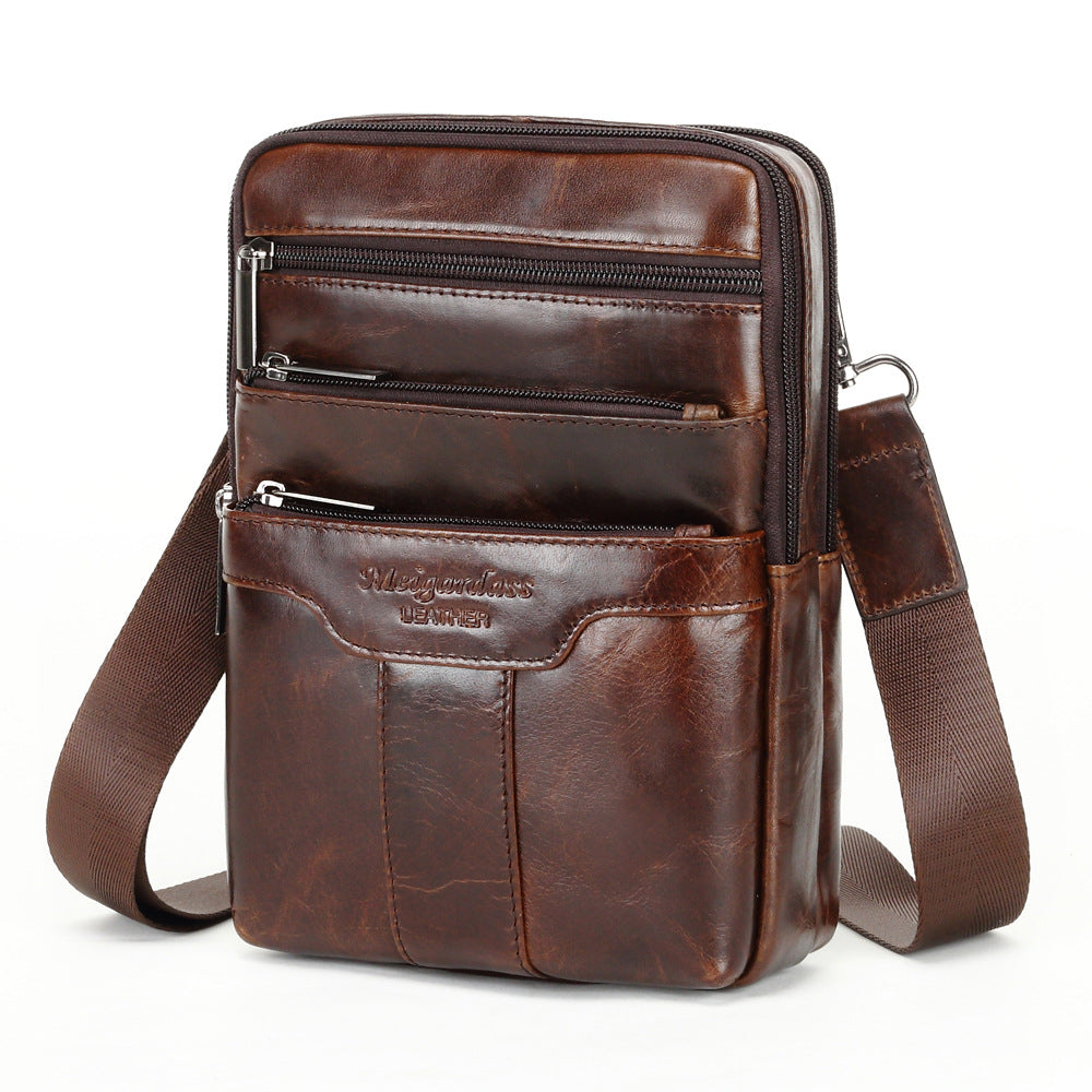 Men's First Layer Cowhide Genuine Leather Retro Men's Chest Bags