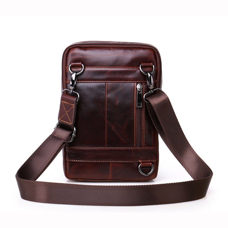 Men's First Layer Cowhide Genuine Leather Retro Men's Chest Bags