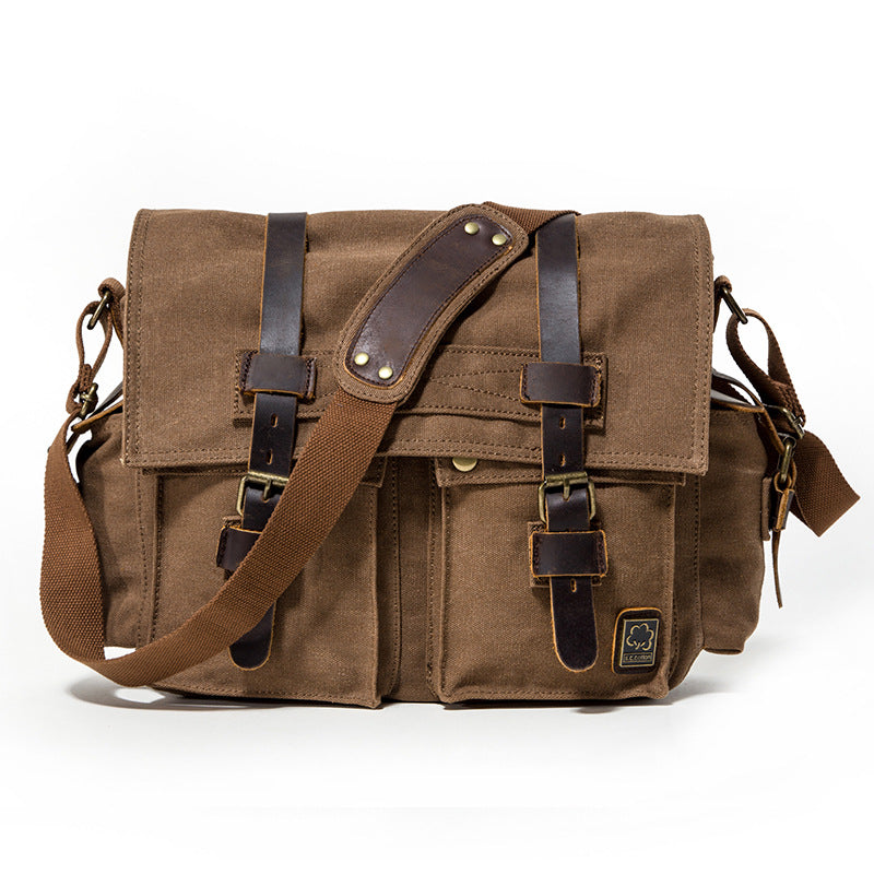 Men's High-grade Canvas Large Capacity Leather Men's Messenger Bags