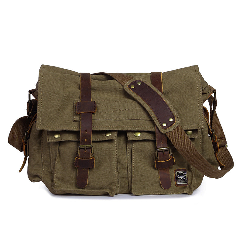 Men's High-grade Canvas Large Capacity Leather Men's Messenger Bags