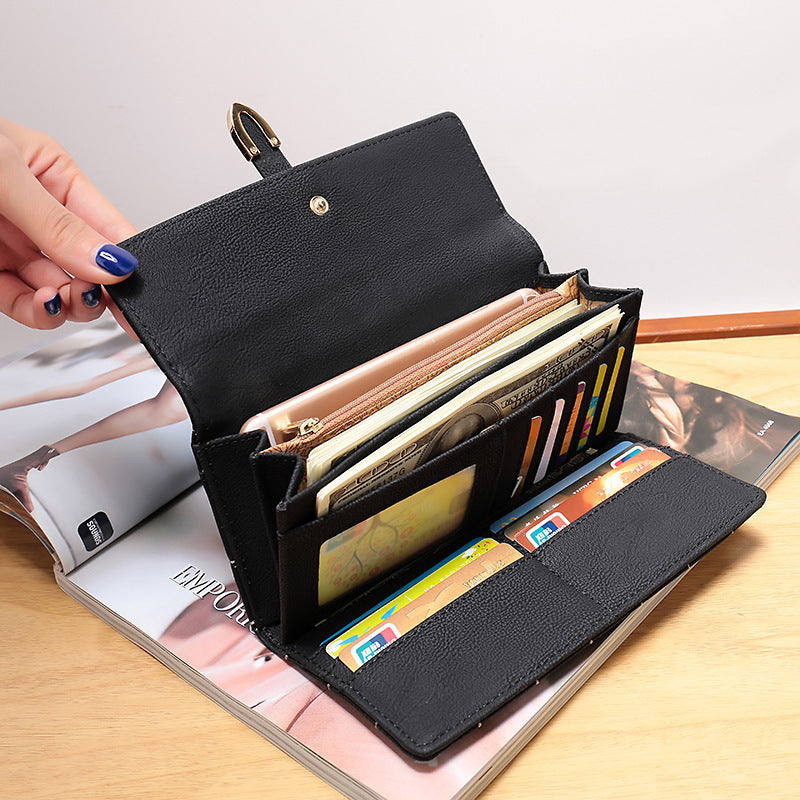 Women's Attractive Long Frosted Mobile Clutch Ladies Wallets