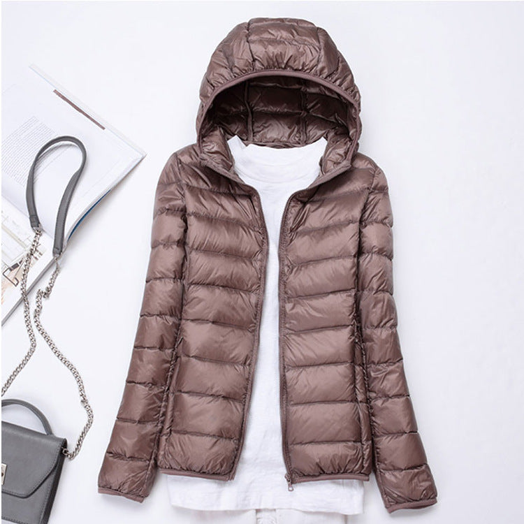 Women's Cross Thin Hood Down Lightweight Slim Jackets
