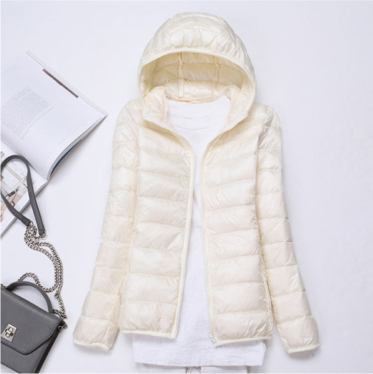 Women's Cross Thin Hood Down Lightweight Slim Jackets