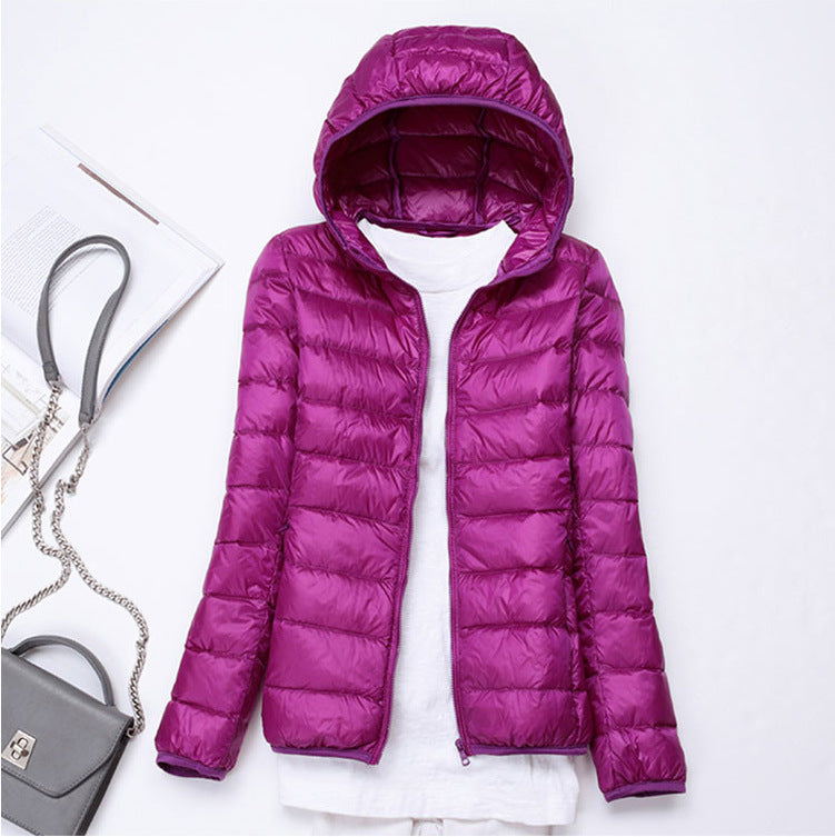 Women's Cross Thin Hood Down Lightweight Slim Jackets