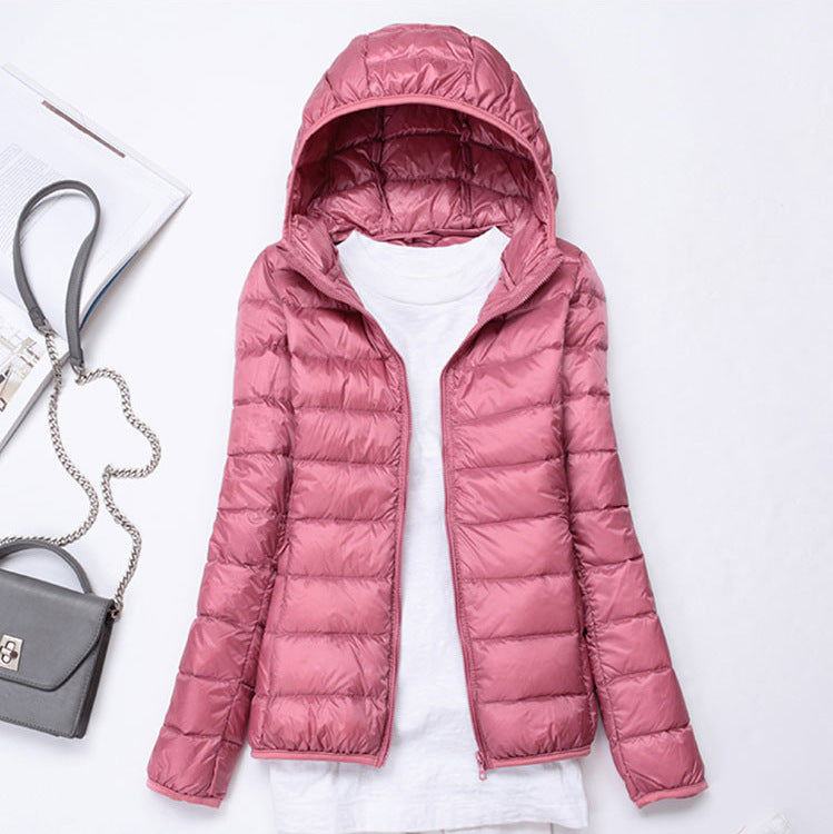 Women's Cross Thin Hood Down Lightweight Slim Jackets