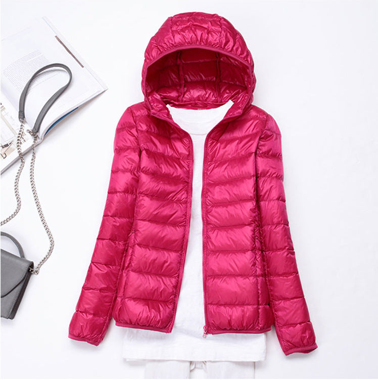 Women's Cross Thin Hood Down Lightweight Slim Jackets