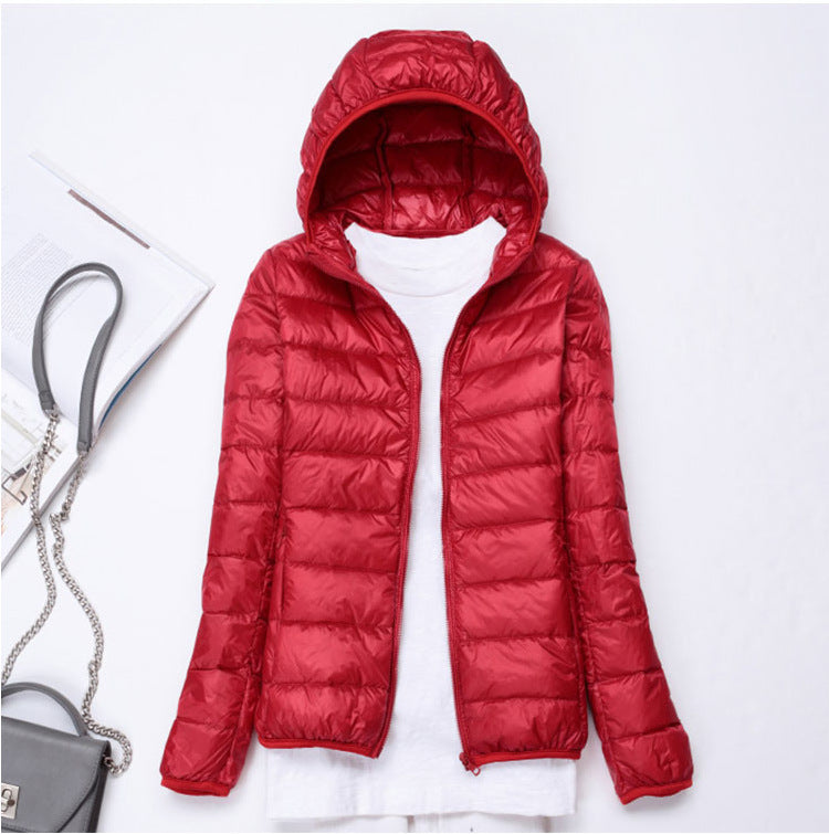 Women's Cross Thin Hood Down Lightweight Slim Jackets