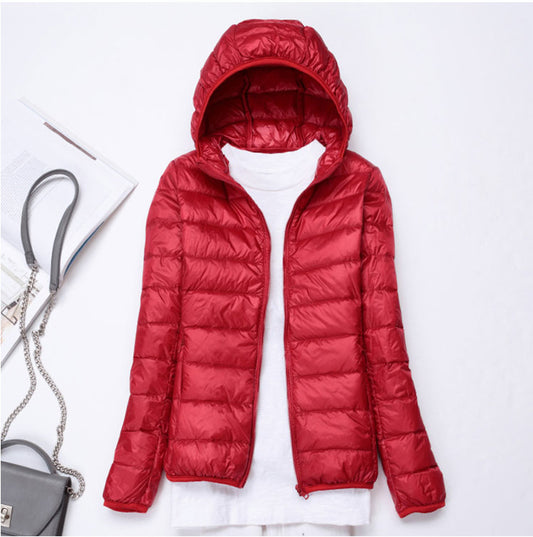 Women's Cross Thin Hood Down Lightweight Slim Jackets