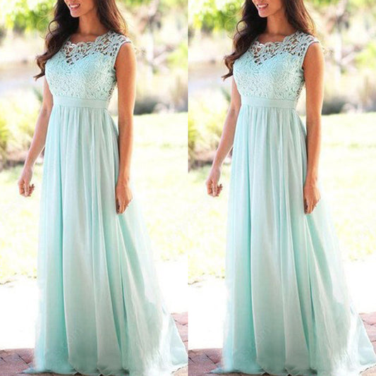 Round Neck Sexy Lace Dress Chiffon Dresses