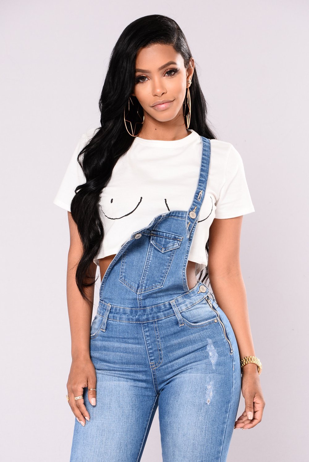 High Quality Ripped Hip Lifting Suspender Jeans