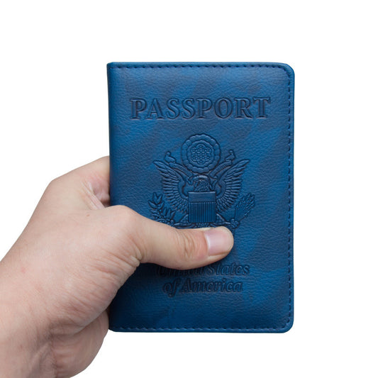 Passport Litchi Pattern Two-tone Embossing Jacket Relief Card Holder