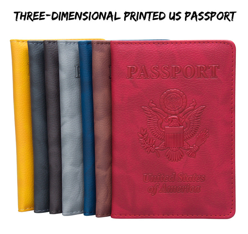 Passport Litchi Pattern Two-tone Embossing Jacket Relief Card Holder