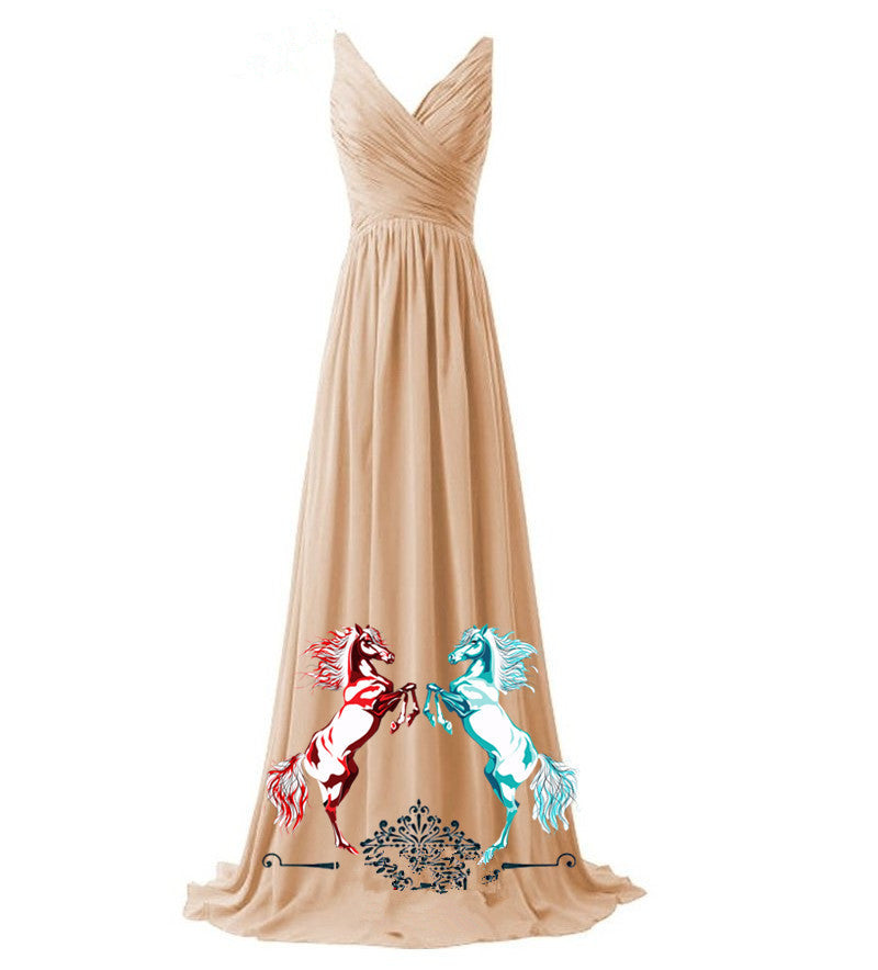 Backless Pleated Dress Long Lace Up Wedding Dresses