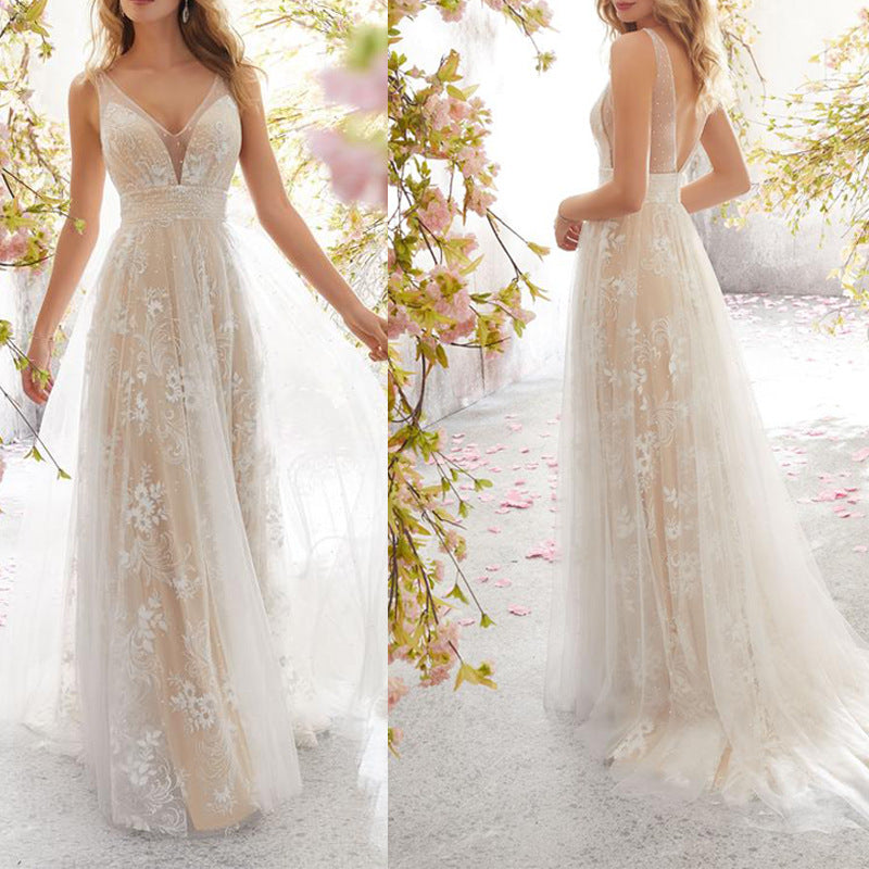 Unique Dress Sexy Fashion Sleeveless Lace Wedding Dresses