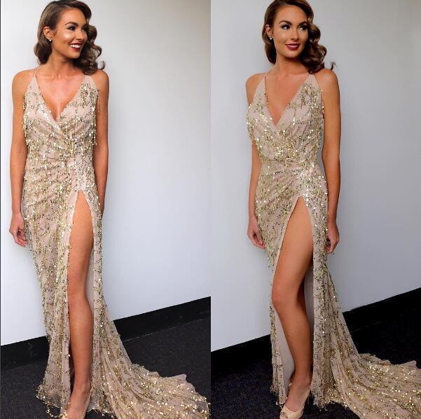 Women's Sequined Dress Tassel High Fork Suspender Dresses