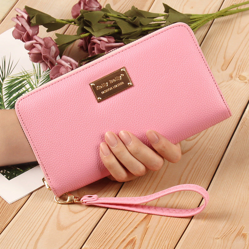 Women's Trendy Lychee Pattern Solid Color Leather Ladies Wallets