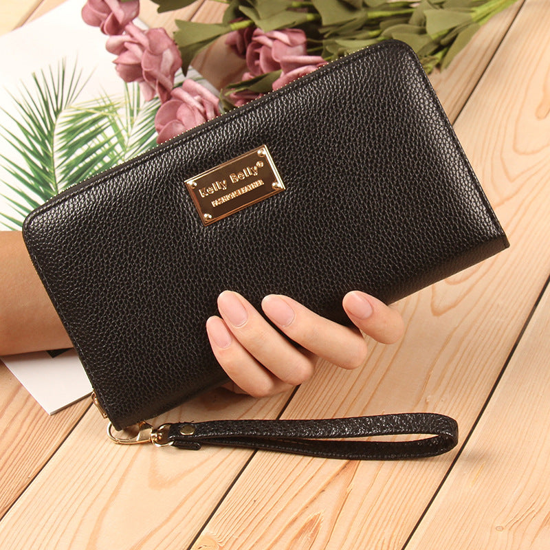 Women's Trendy Lychee Pattern Solid Color Leather Ladies Wallets