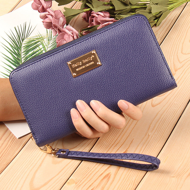 Women's Trendy Lychee Pattern Solid Color Leather Ladies Wallets