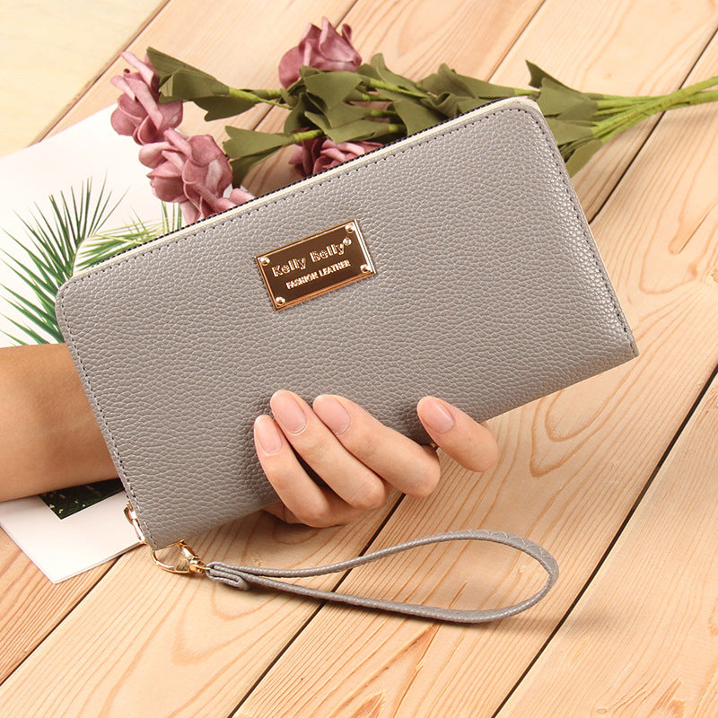 Women's Trendy Lychee Pattern Solid Color Leather Ladies Wallets