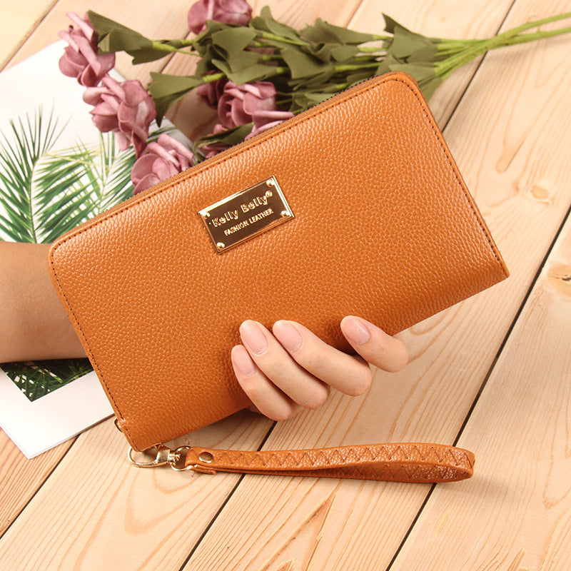 Women's Trendy Lychee Pattern Solid Color Leather Ladies Wallets
