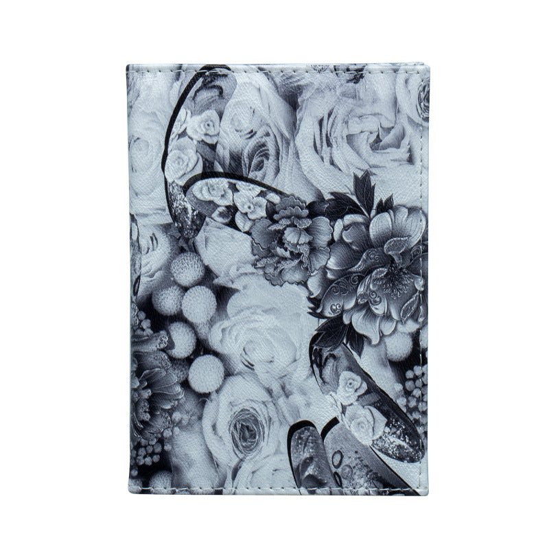 Flowers Passport Jacket Leather Ticket Clip Card Holder