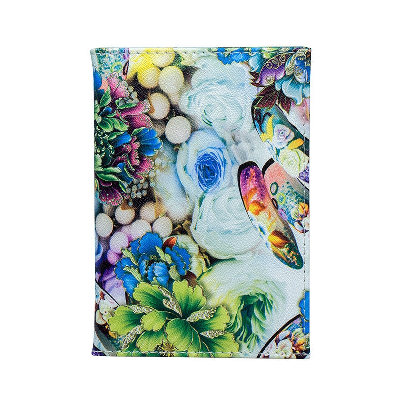 Flowers Passport Jacket Leather Ticket Clip Card Holder