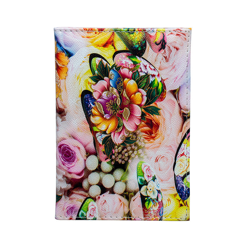 Flowers Passport Jacket Leather Ticket Clip Card Holder