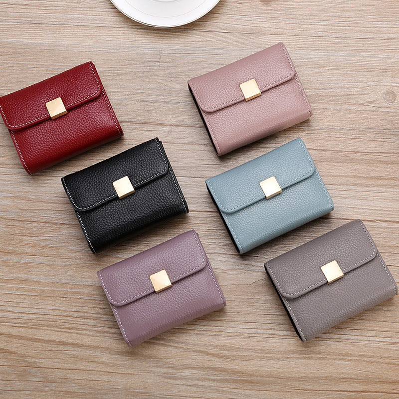 Women's Simple Genuine Leather Cowhide Multiple Slots Card Holder