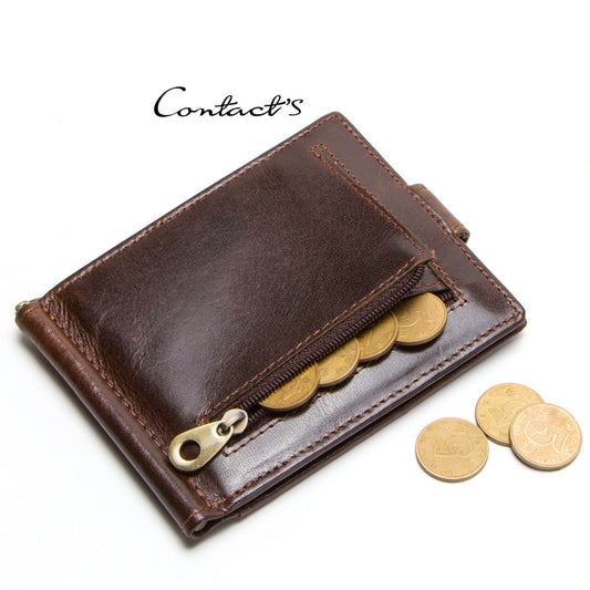 Angel Fashion Leather Clamp First Layer Card Holder