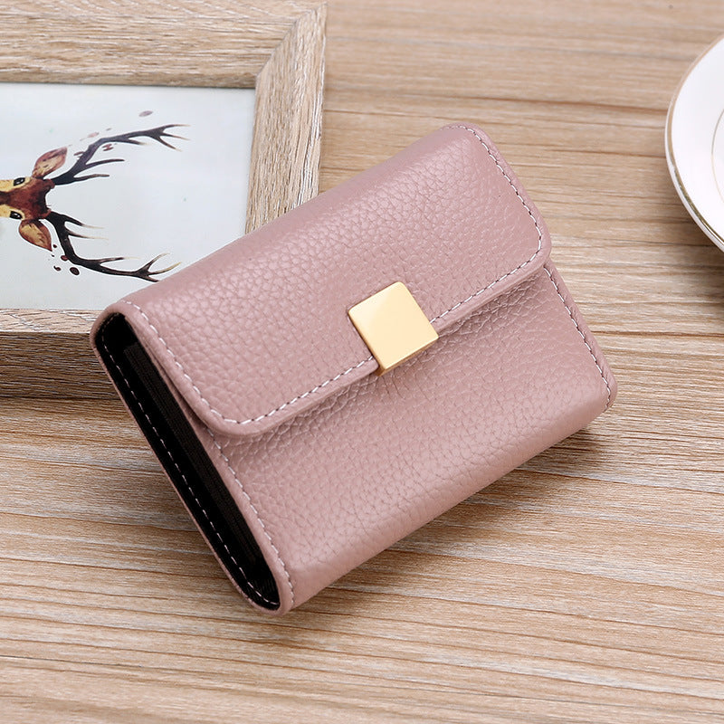 Women's Simple Genuine Leather Cowhide Multiple Slots Card Holder